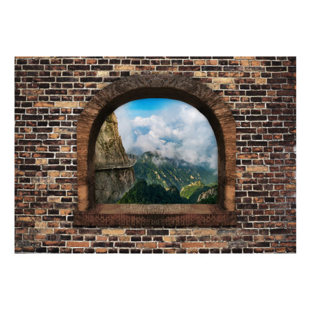 Fototapet autoadeziv Stony Window: Mountains-01