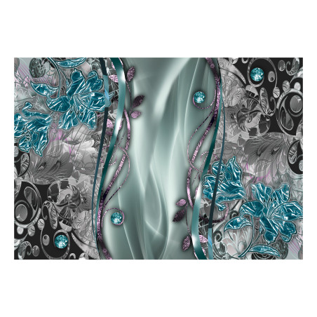 Fototapet autoadeziv Floral Curtain (Turquoise)-01