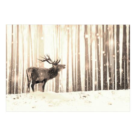 Fototapet autoadeziv Deer in the Snow (Sepia)-01