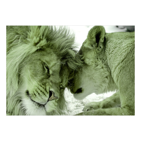 Fototapet autoadeziv Lion Tenderness (Green)-01