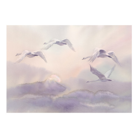 Fototapet autoadeziv Flying Swans-01
