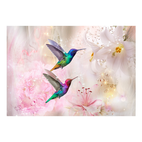 Poza Fototapet autoadeziv Colourful Hummingbirds (Pink)