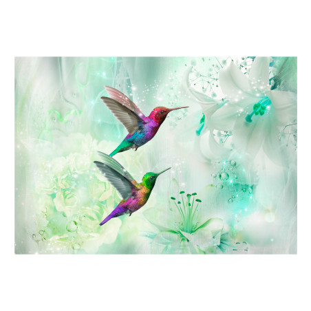 Fototapet autoadeziv Colourful Hummingbirds (Green)-01