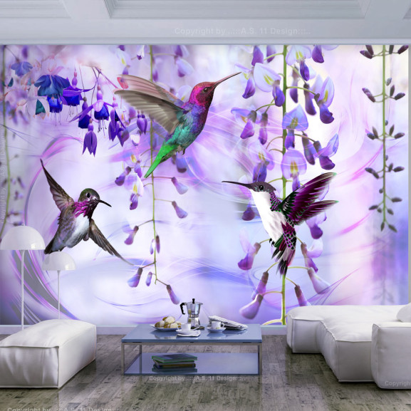 Poze Fototapet autoadeziv Flying Hummingbirds (Violet)