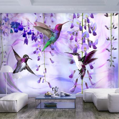 Fototapet autoadeziv Flying Hummingbirds (Violet)-01