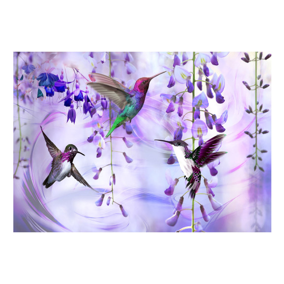 Poza Fototapet autoadeziv Flying Hummingbirds (Violet)