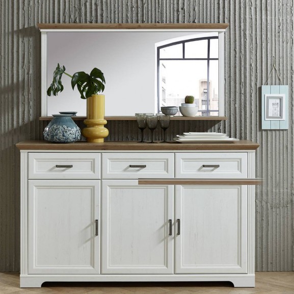 Oglinda jasmine, pin alb & pin antic, 1420 x 740 x 160 mm.