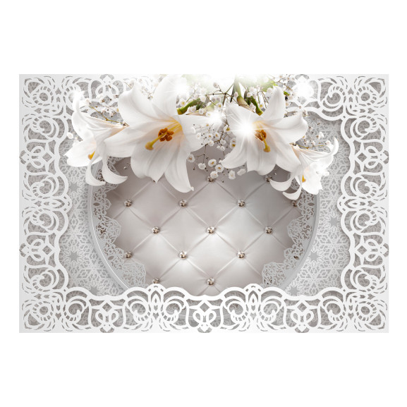 Fototapet autoadeziv Lilies and Quilted Background