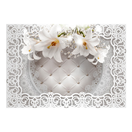 Fototapet autoadeziv Lilies and Quilted Background-01