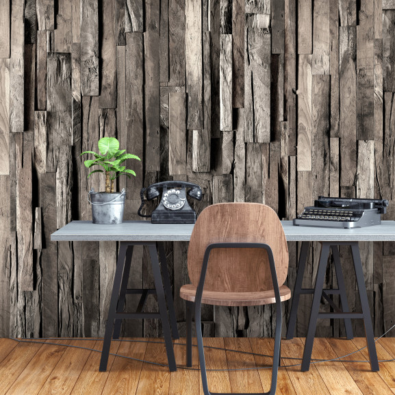 Poze Fototapet autoadeziv Wooden Curtain (Dark Brown)
