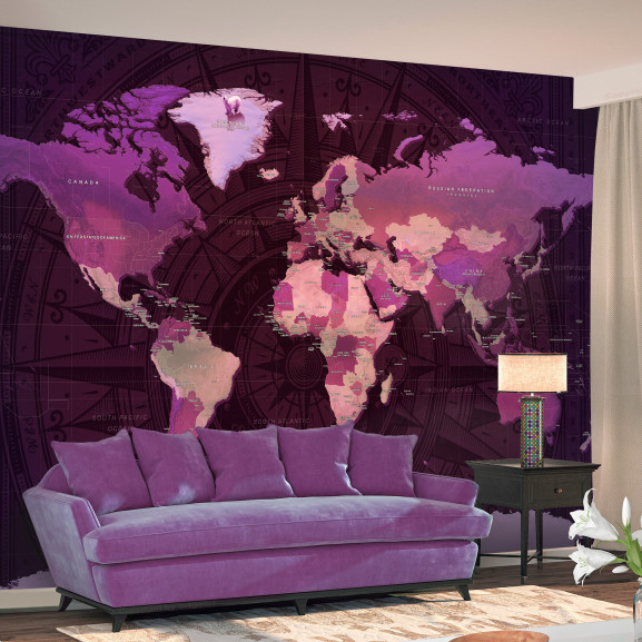 Poze Fototapet autoadeziv Purple World Map