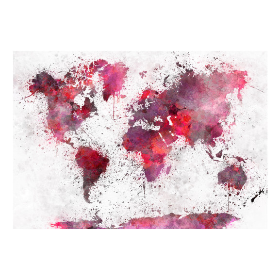 Poza Fototapet autoadeziv World Map: Red Watercolors