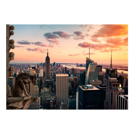 Fototapet autoadeziv New York: The skyscrapers and sunset-01