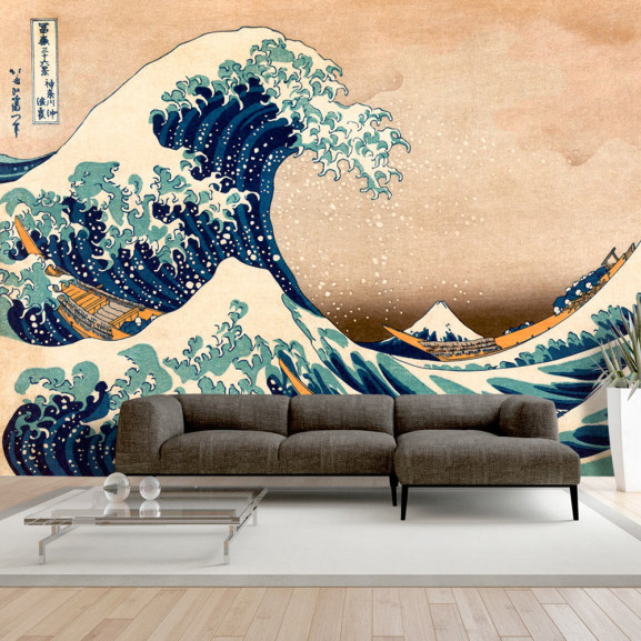 Poze Fototapet autoadeziv Hokusai: The Great Wave off Kanagawa (Reproduction)