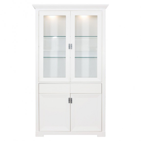 Vitrina Cu 4 Usi Si 1 Sertar Verona Bianco Alb, 112 Cm 112