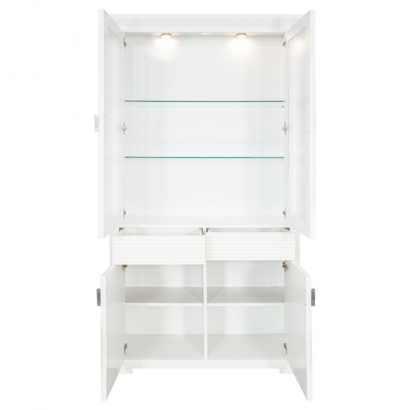 Vitrina 4usi+1sertar verona bianco, alb, 112,1 x 42,2 x 200 cm