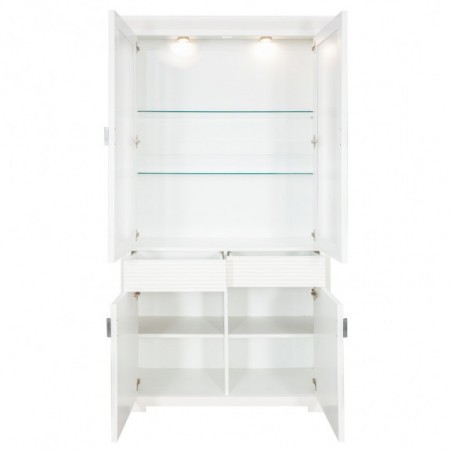 Vitrina Cu 4 Usi Si 2 Sertare Verona Bianco Alb, 112 Cm-01