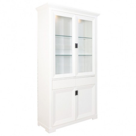 Vitrina Cu 4 Usi Si 2 Sertare Verona Bianco Alb, 112 Cm-01