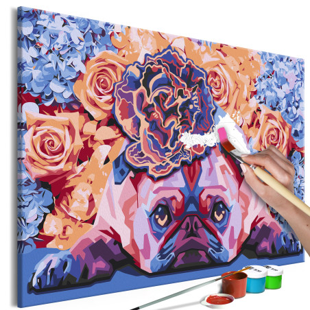 Pictatul pentru recreere Floral Pug 60 x 40 cm-01