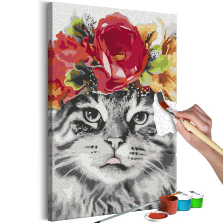 Pictatul pentru recreere Cat With Flowers 40 x 60 cm-01
