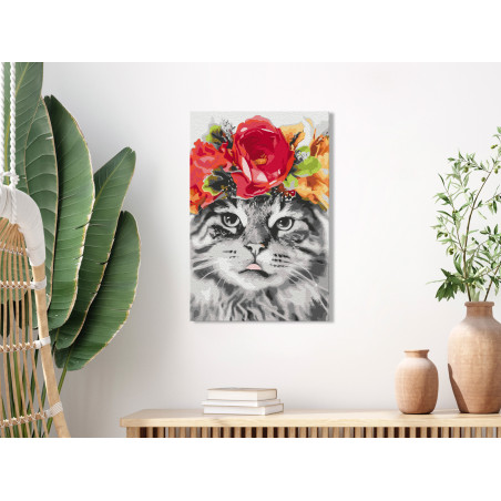 Pictatul pentru recreere Cat With Flowers 40 x 60 cm-01