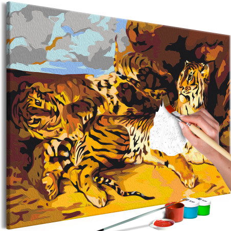 Pictatul pentru recreere Young Tiger With Mother 60 x 40 cm-01