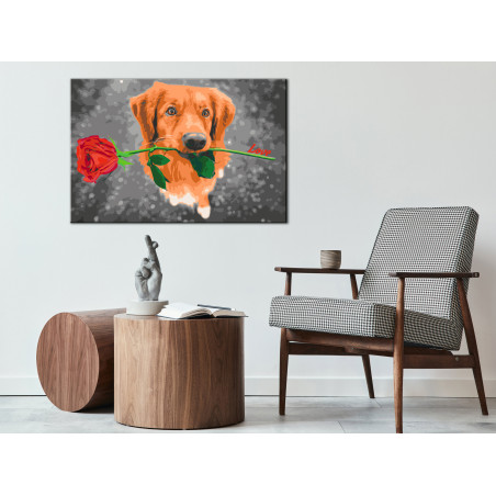 Pictatul pentru recreere Dog With Rose  60 x 40 cm-01