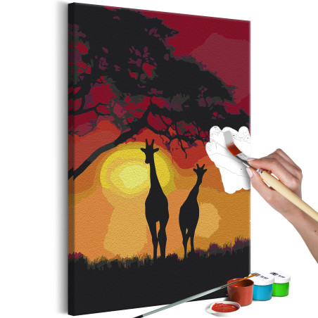 Pictatul pentru recreere Giraffes and Sunset 40 x 60 cm-01