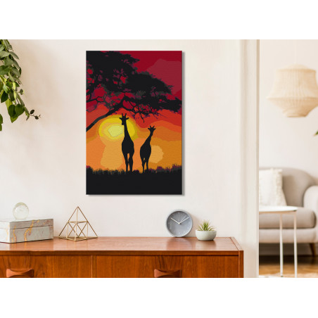 Pictatul pentru recreere Giraffes and Sunset 40 x 60 cm-01