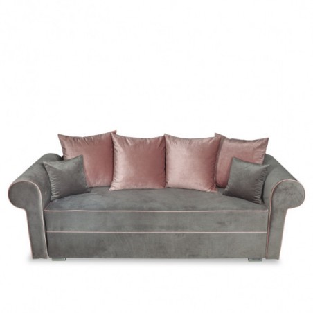 Canapea Extensibila Cu Lada De Depozitare Sofia, Gri Si Roz, 250 X 105 X 75 Cm-01