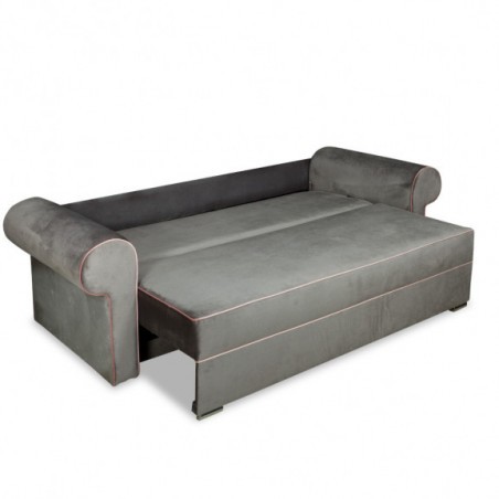 Canapea Extensibila Cu Lada De Depozitare Sofia, Gri Si Roz, 250 X 105 X 75 Cm-01