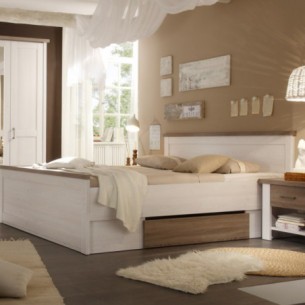 Set Dormitor Leon, Pin Alb & Truffle, Pat 180 x 200 Cm