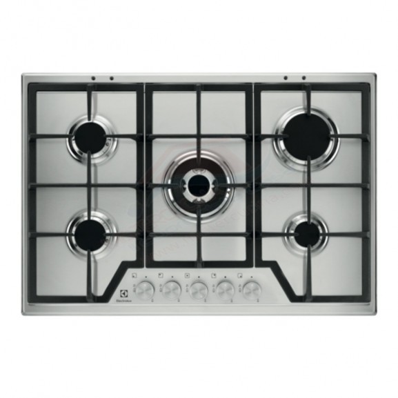 Plita incorporabila Electrolux KGS7536SX, Gaz, 5 zone de gatit, Arzator Wok, Aprindere electrica integrata, Inox, 75 Cm.