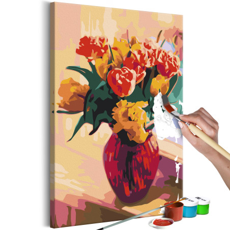 Pictatul pentru recreere Tulips in Red Vase  40 x 60 cm-01