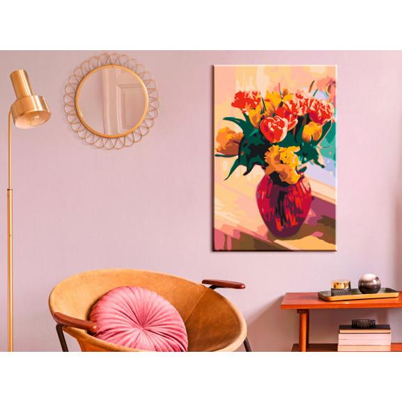 Pictatul pentru recreere tulips in red vase 40 x 60 cm