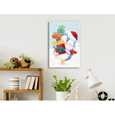 Pictatul pentru recreere Penguin With a Gift 40 x 60 cm-01