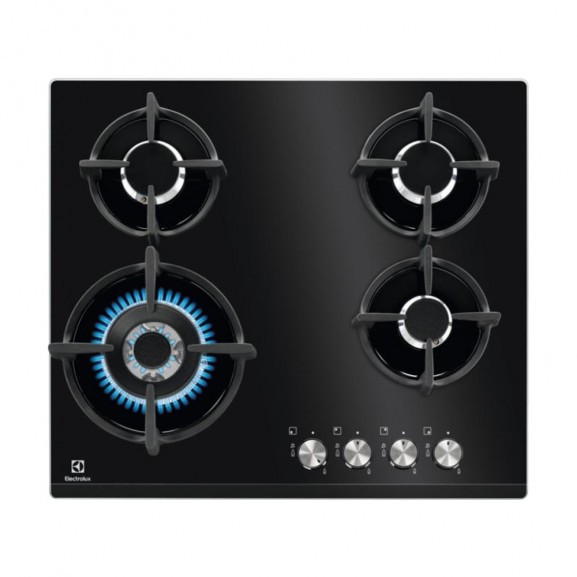 Plita Incorporabila Electrolux KGG6437K, Gaz, Arzator Wok, Aprindere electrica integrata, Gaz pe sticla, Negru, 60 Cm.