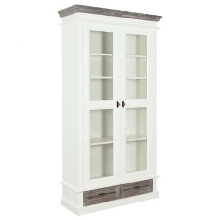 Vitrina Cu 2 Usi Si 2 Sertare Cabana Alb Si Antracite, 100Cm-01