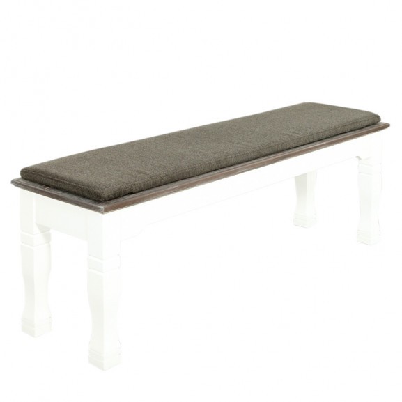 Banca cabana cu perna inclusa, alb & antracite, 160 x 38 x 46,5 cm