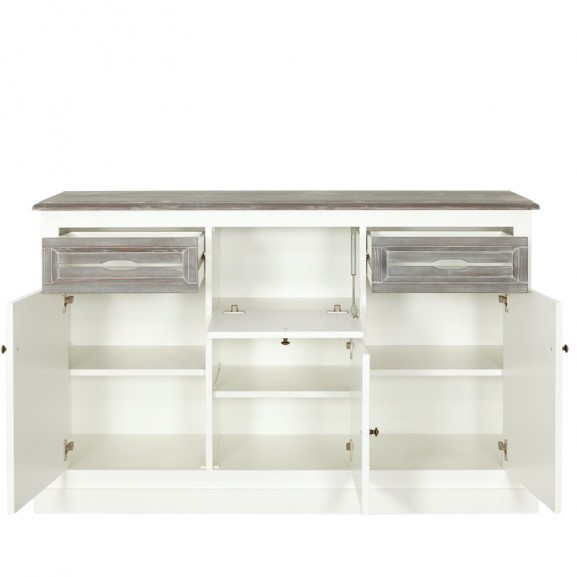Bufet 2usi + 2sertare cabana, alb & antracite, 142,7 x 42 x 90 cm