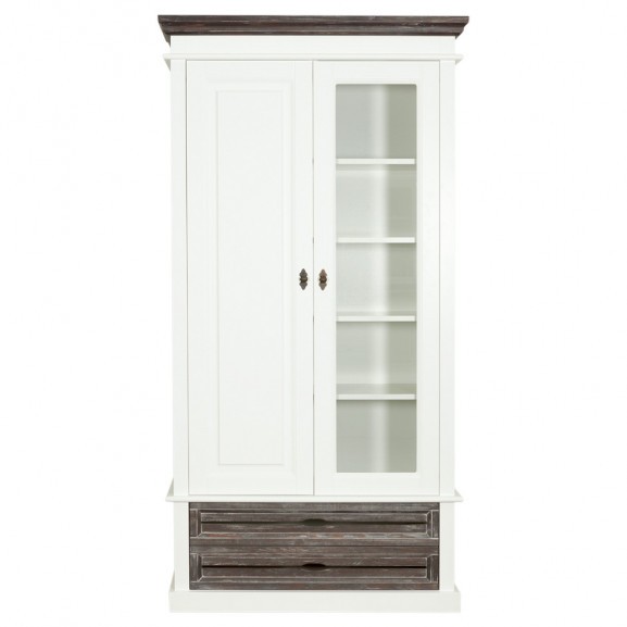 Poze Dulap Cu 2 Usi Si 2 Sertare Cabana Alb Si Gri, 102.8 Cm