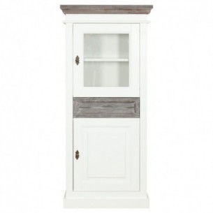 Vitrina Cu 2 Usi Si 1 Sertar Cabana Alb Si Gri, 66.3 Cm