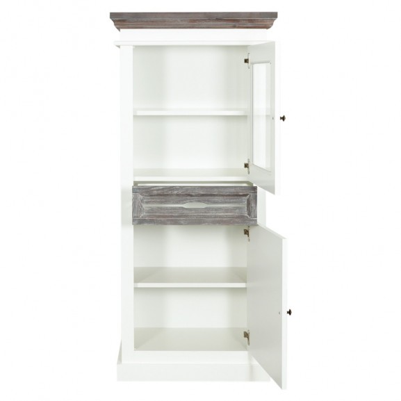 Vitrina 1+1usa + 1sertar cabana, alb & antracite, 65,3 x 39,7 x 150 cm