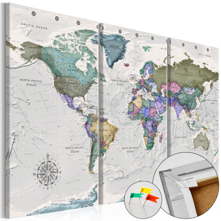 Tablou din plută World Destinations (3 Parts) [Cork Map]-01