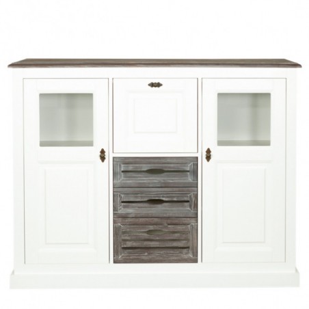 Comoda Bar Cu 2 Usi Si 3 Sertare Cabana Alb Si Gri, 142.7 Cm-01