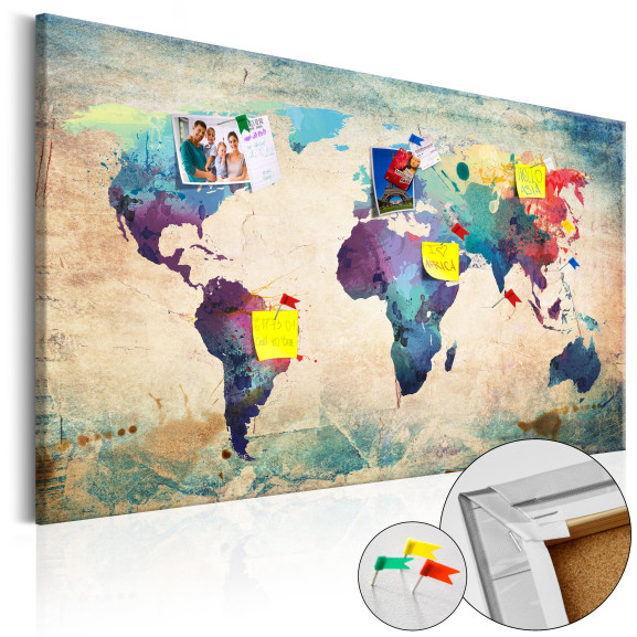 Tablou din plută Colorful World Map [Cork Map]