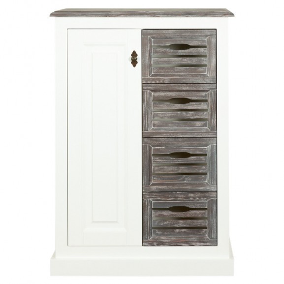 Poze Comoda Cu 1 Usa Si 4 Sertare Cabana Alb Si Gri, 51 Cm