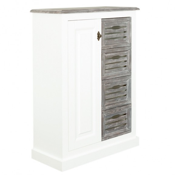 Comoda 1usa + 4sertare cabana, alb & antracite, 113 x 40 x 51 cm