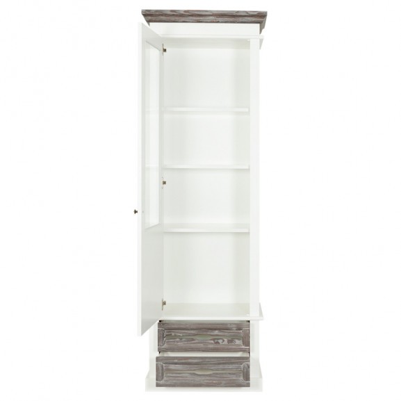 Vitrina cabana, alb & antracite, stanga, 67,5 x 38 x 200 cm