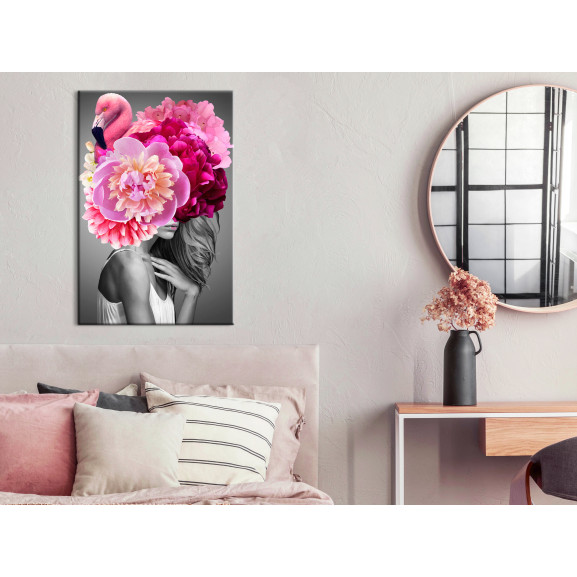 Tablou flamingo girl (1 part) vertical 40 x 60 cm